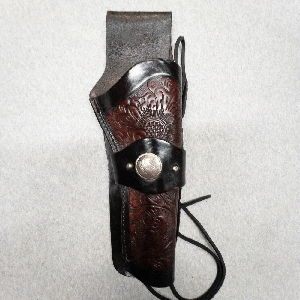 Unbranded Western‎ Drop Hand Tooled Leather Holster Floral Cowboy Saddle Strap